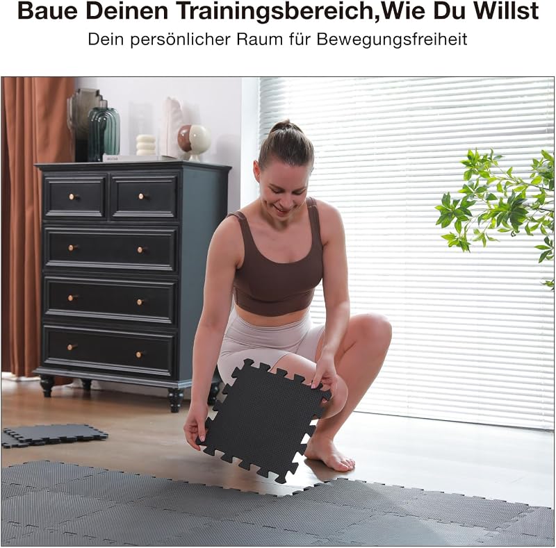 Bodenschutzmatte Fitness Matte Extra Dicke Bodenmatten, rutschfeste Schutzmatten Fitnessraum, Fitness Boden, Sportboden, Poolunterlage, [31x31cm] - 18 Fallschutzmatten