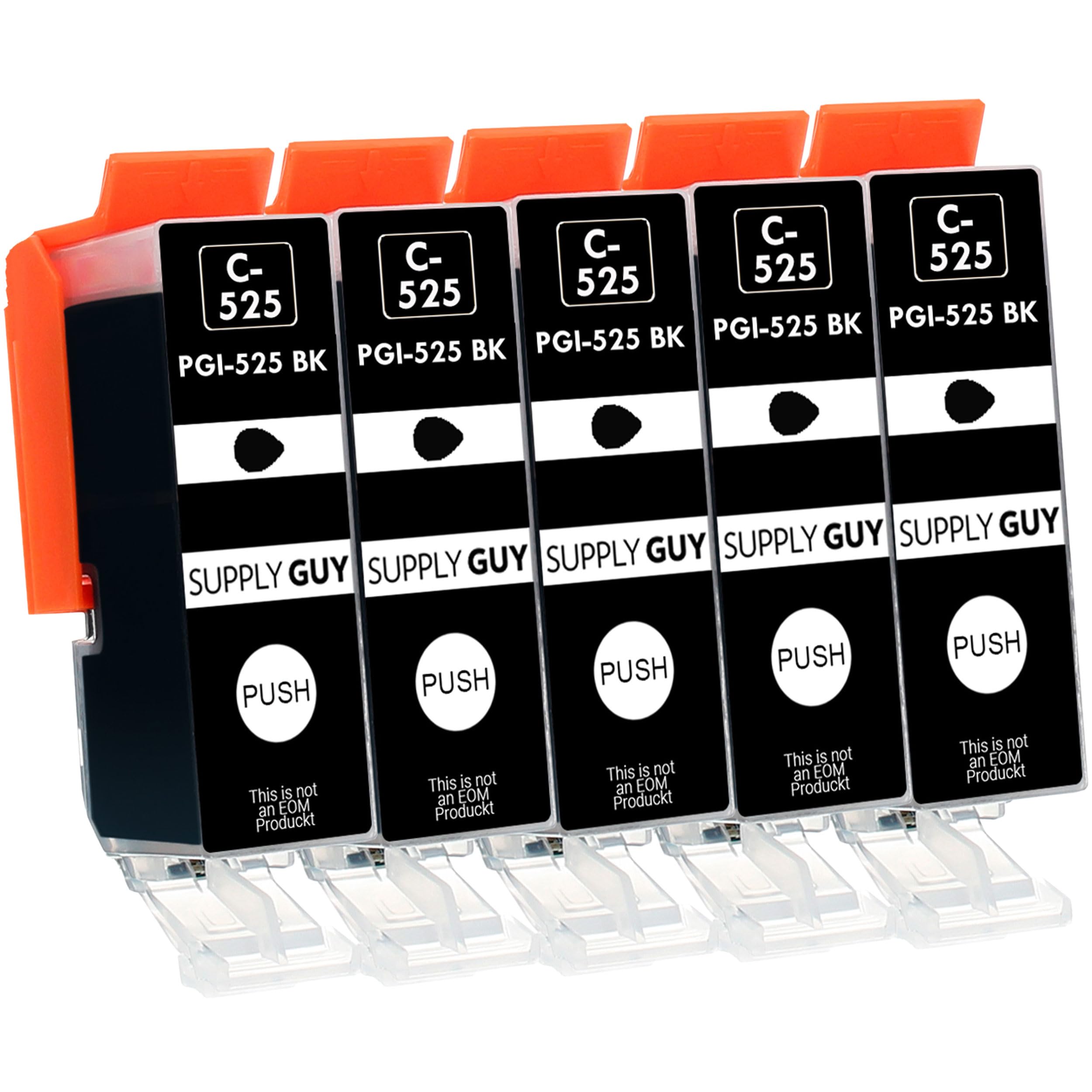 Supply Guy 5 Ink Cartridges compatible with Canon PGI-525 PGBK Black for Pixma IP4850 IP4950 IX6550 MG5140 MG5150 MG5200 MG5240 MG5250 MG5300 MG5340 MG5350 MG6150 MG6250 MG8150 MG8240 MG8250 MX715