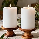 4x6 Inch White Pillar Candles, 2 Packs, 300-Hours Long Burning Time Totally, Unscented Large White Candles for Mantel Decor, Home Holiday Table Decor, Smokeless & Dripless