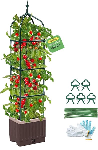 MQHUAYU RAISED GARDEN BED PLANTER BOXES WITH TRELLIS,1PCS...
