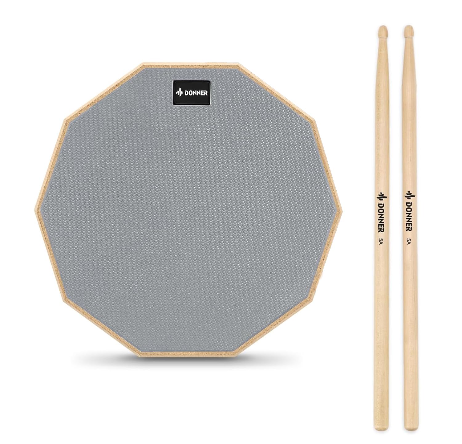 Donner Practice Pad Drum Übungspad 8 Zoll/20.32cm mit Drumsticks