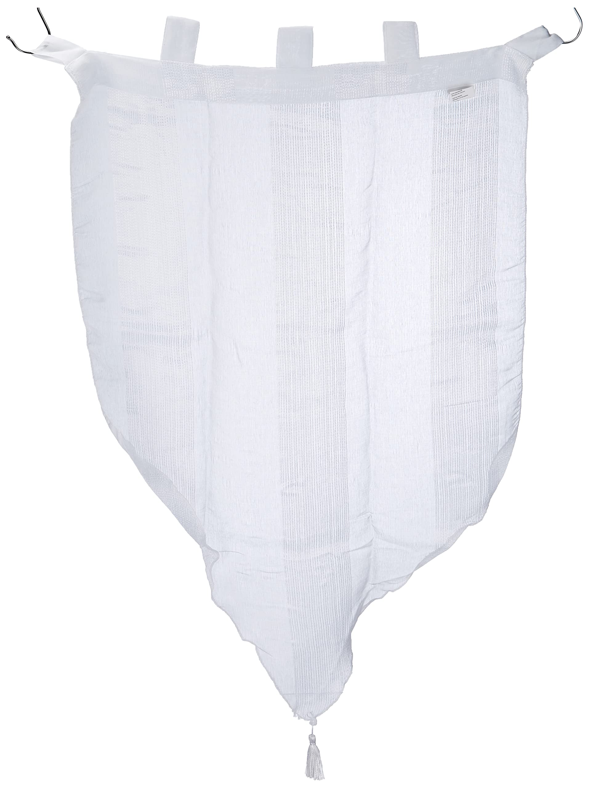 Douceur d'Interieur Voile Sable Salina 2-Net Curtain Pompon, Blanc