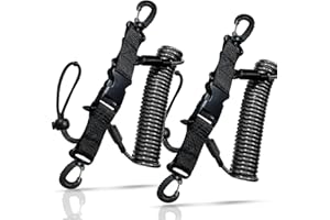 YEESOOM Scuba Diving Lanyard, Heavy Duty Stainless Steel Spring Coiled Lanyard with Quick Release Buckle - 2 Pack