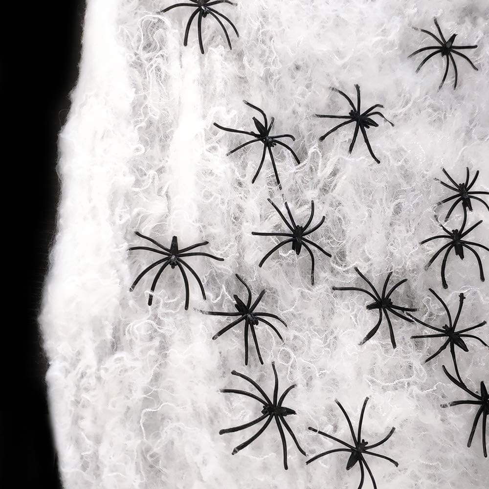 Kidtion 1000 sqft Halloween Spider Web with 90 Extra Fake Spiders– Designed for Halloween Decorations or as Party Favors, Super Stretchy Giant Cobwebs Decoration, Spider Webbing for Indoor/Outdoor 9.8oz: Toys & Games