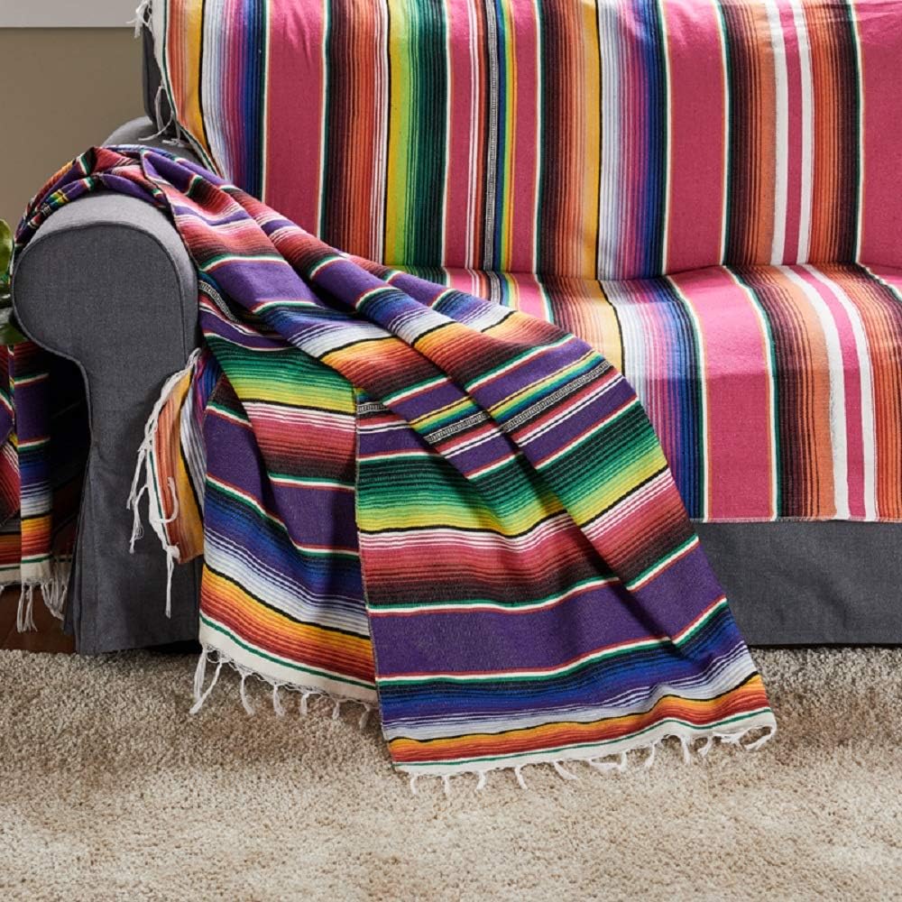 84 X 59 Inch Mexican Serape Blanket Bay Window Blanket, Mexican Tablecloth Serape Tatami Blanket Bed Blanket Table Cover Tapestry Blanket Picnic Mat for Mexican Party Wedding Decorations: Furniture & Decor