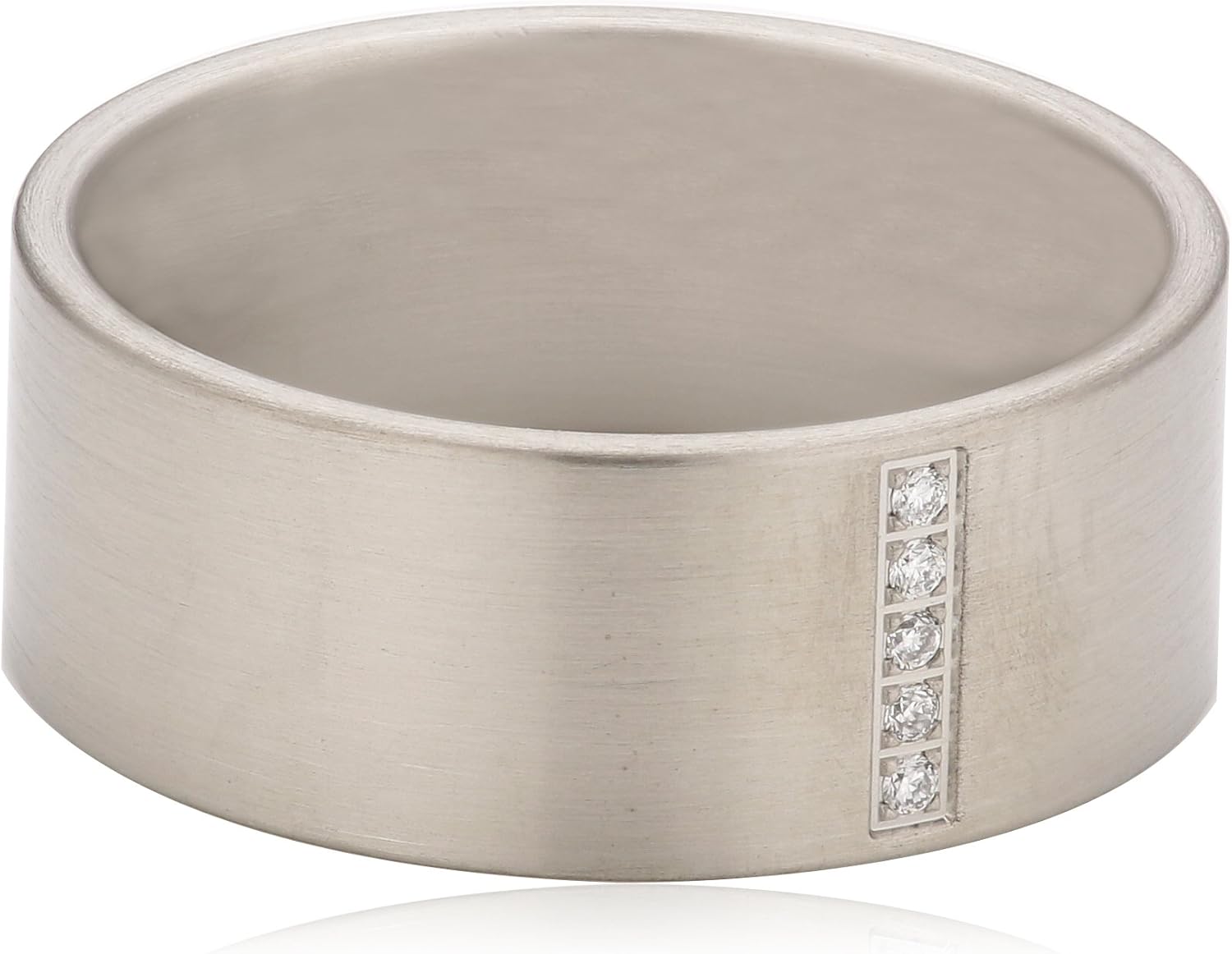 Xen Women's Ring Stainless Steel with White Diamond 011321G5 White Amazon.co.uk Jewellery