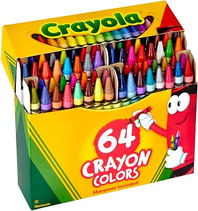 CRAYOLA Wax Colouring Crayons 64 Pack Assorted Colors with Flip Top Box