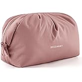 BAGSMART Makeup Bag Travel Makeup Bag, Cute Make Up Bag, Large Capacity Cosmetic Bags for Women, Wide-open Makeup Pouch Travel Essentials Toiletries Accessories Brushes (Nude Pink)