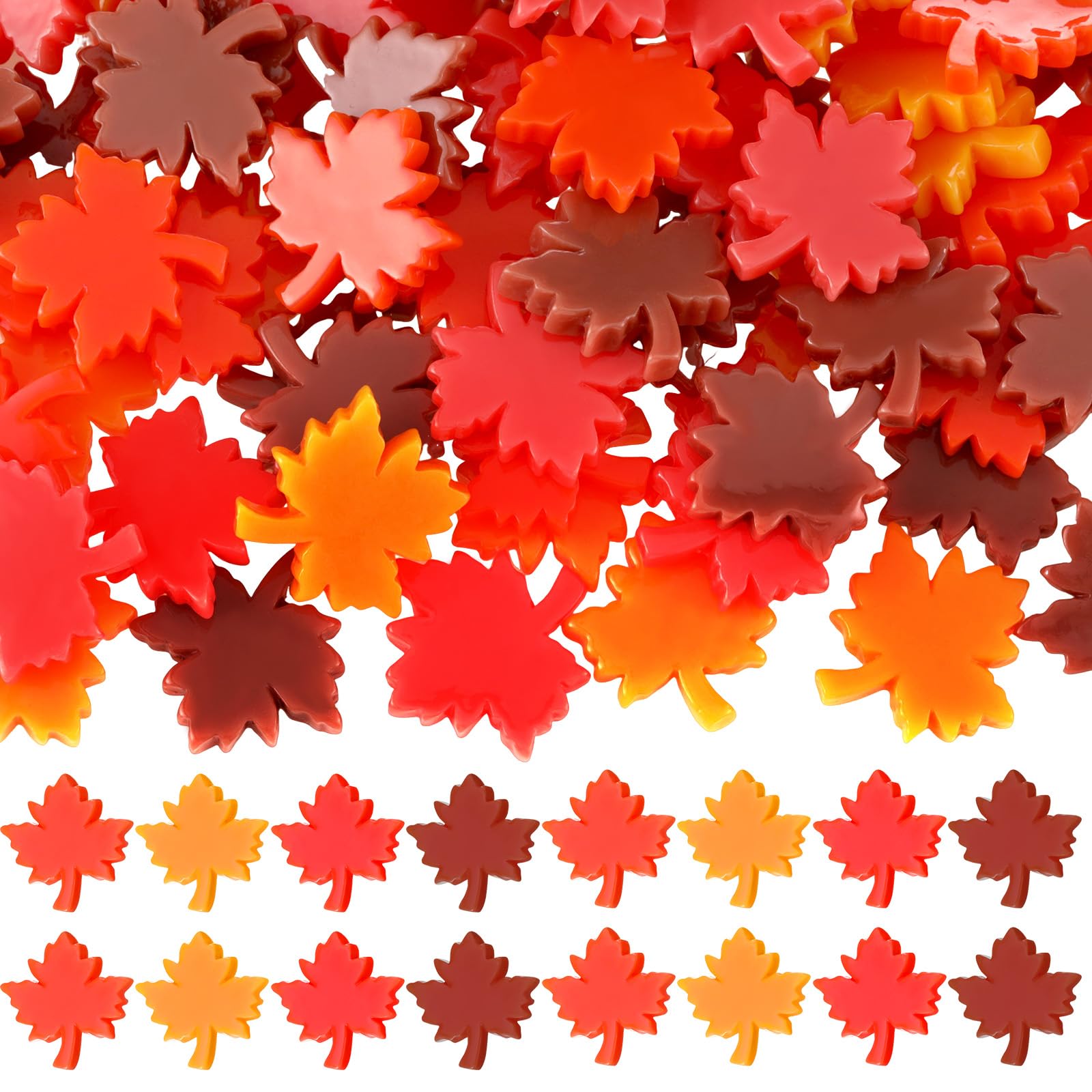 Soulchen 100 Pcs Mini Thanksgiving Leaves Figurines Fall Resin Maple ...