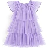 Arshiner Girls Tulle Dress Toddler Layered Tutu Dresses Rainbow Sequin Summer Party Birthday Wedding Cake Dress Photo Shoot