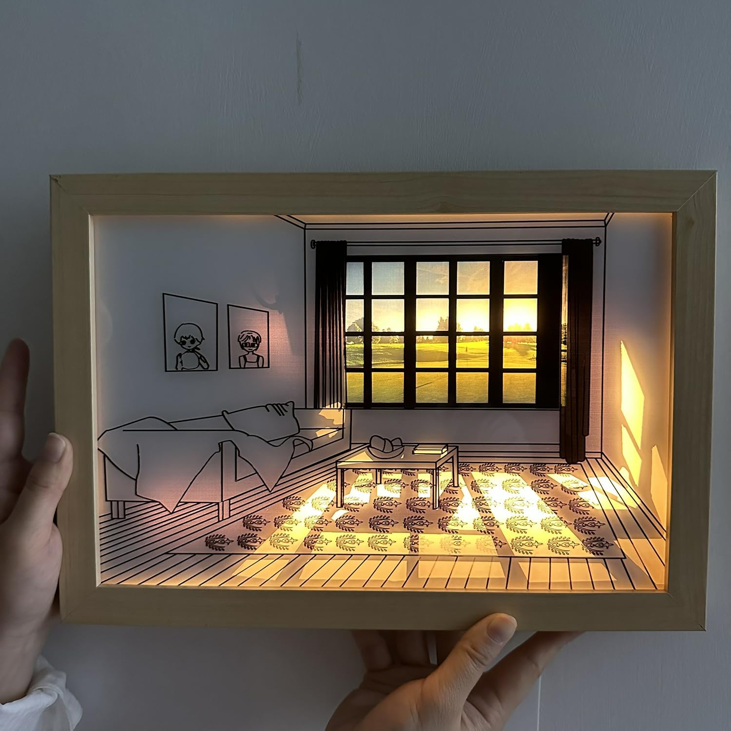 Paintings - Lighting Painting Decoration,LED Lighting Decoration, Acrylic Light Painting Decoration. Create a Magical Atmosphere in Your Bedroom, Study, or Living Room. A Perfect Holiday Gift.(blue sky, 9*12.5)