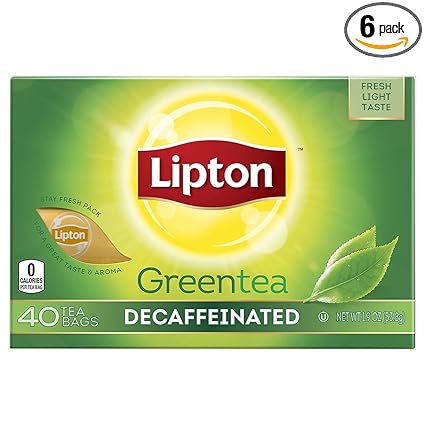 Lipton Green Tea Bags Decaffeinated 40 Ct Pack Pack Of 6 Amazon Com Grocery Gourmet Food