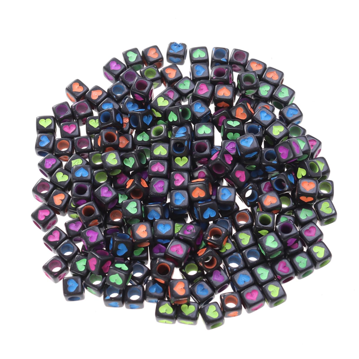 SHINEOFI 200 Pieces Mini Beads Kandi Beads Black Accent Decor Bulk for Making Adults Alphabet Decor Charms for Bracelets & Bead Assortments