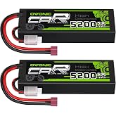 OVONIC 2s Lipo Battery 5200mAh 7.4V Lipo Battery with Dean-Style T Connector for Car Truck Boat Vehicles (2 Packs)