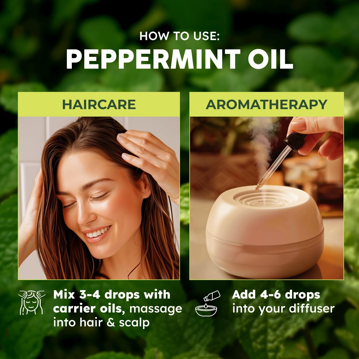 KUKKA 100% Pure & Natural Essential Oils Peppermint Oil for Skin, Hair, Diffuser, & DIY Soap Making Scents(4 Fl Oz/118 ml)