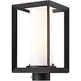 Smyth 1-Light Outdoor Post Light in Natural Black and Opal Glass