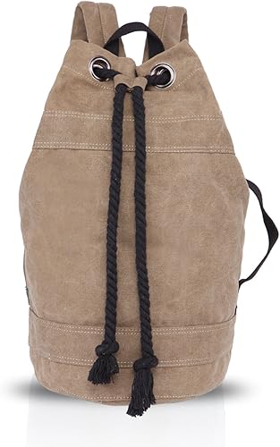 Amazon Fandare 巾着バックパック キャンバス ユニセックス おしゃれ ミニリュックサック メンズ 巾着袋 軽量 通学 カジュアル 小さいデイパック カーキa Fandare メンズ