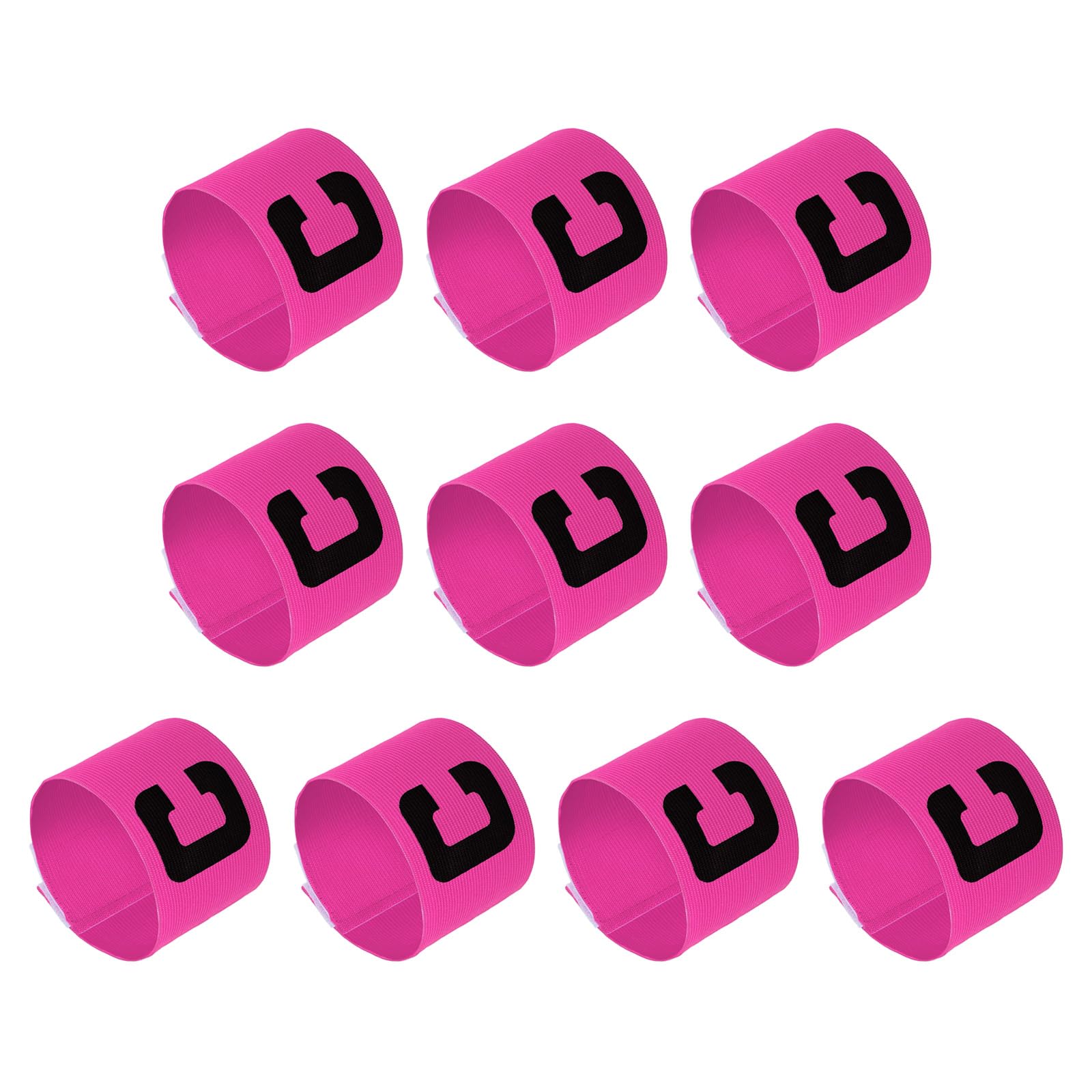 YOKIVE 10 Pcs Soccer Captain Armband, Nylon Protective Arm Badge, Adjustable Flexibility, Great for Team Training, Competitions (Pink, 11.8 x 2.8-Inch)