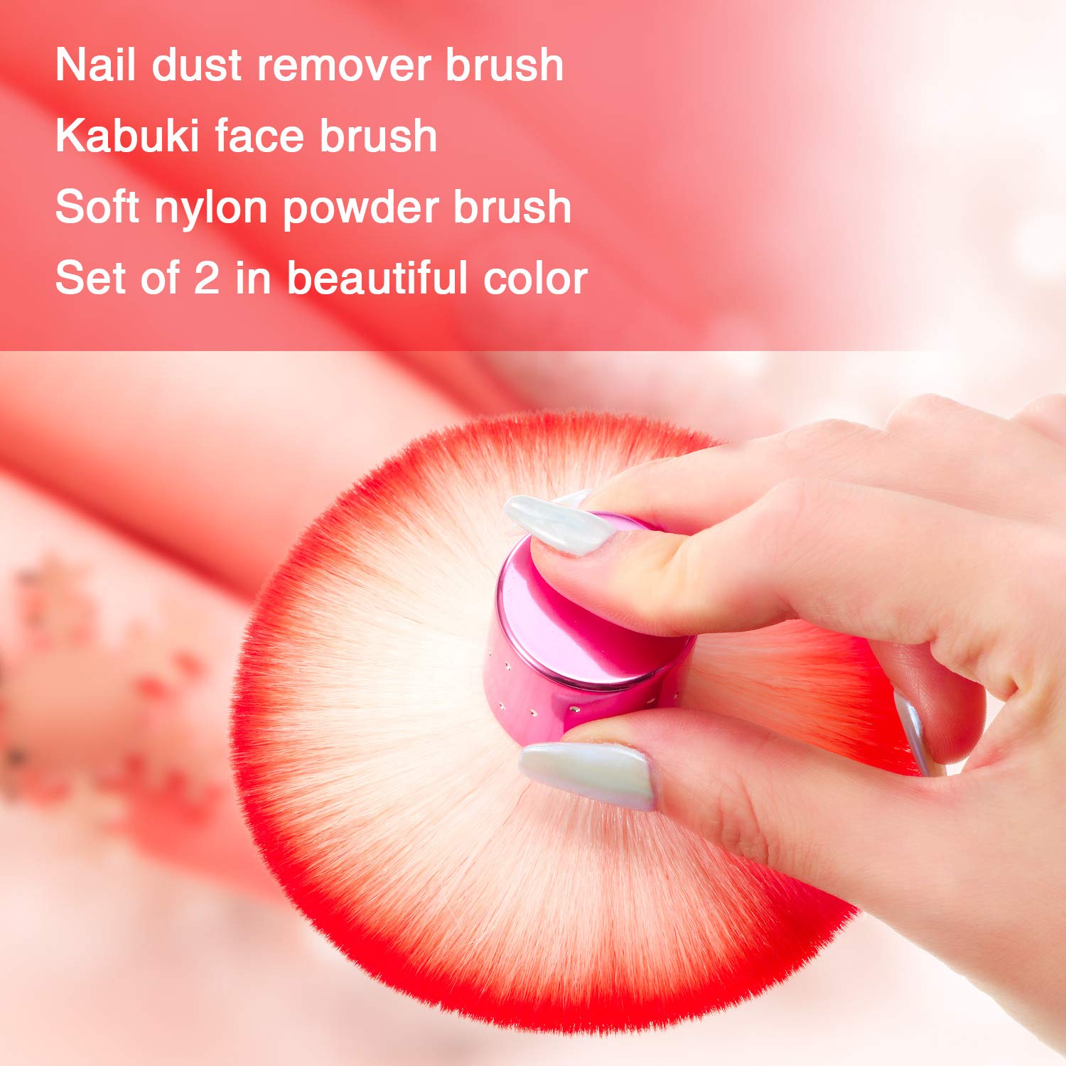 2 Pieces Colorful Soft Kabuki Brushes Nail Arts Dust Cleaner Brush for Makeup or Nail Arts (Purple, Pink): Beauty