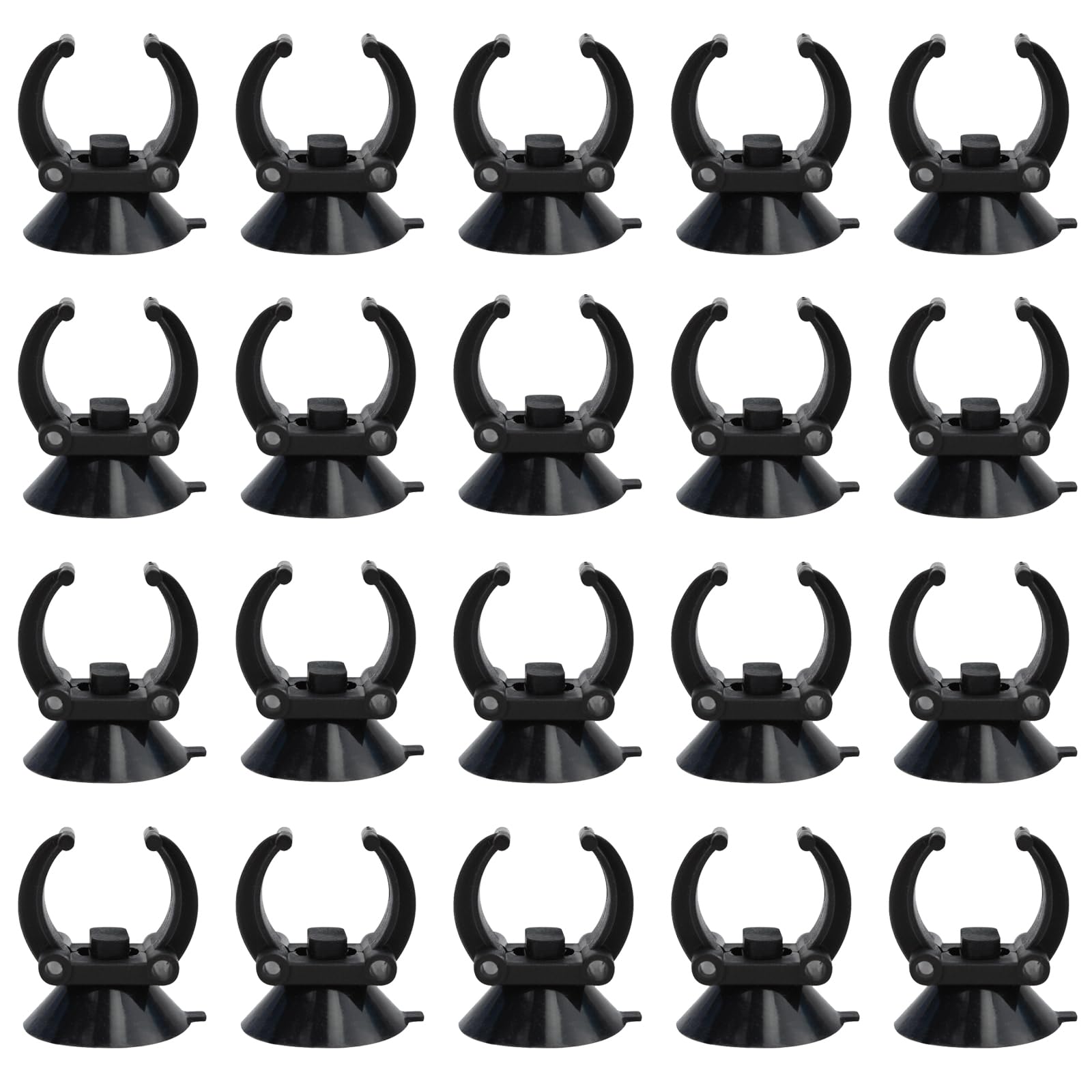 SHULLIN Pack of 20 Aquarium Heater Suction Cups Aquarium Suction Cups Holder Suction Cups Clips Aquarium Suction Cup Clips with 2.4 cm Clips for Air Line Pipe Pipe Wire (Black)
