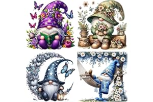 DYAIANGMU 4 Pack Gnome Cross Stitch Kits for Adults Beginner,Counted Cross Stitch Kits Printed Stitching Cute Patterns Dimensions Needlepoint Art Crafts Embroidery Kits for Adults Beginners (13.7x13.7 inch)