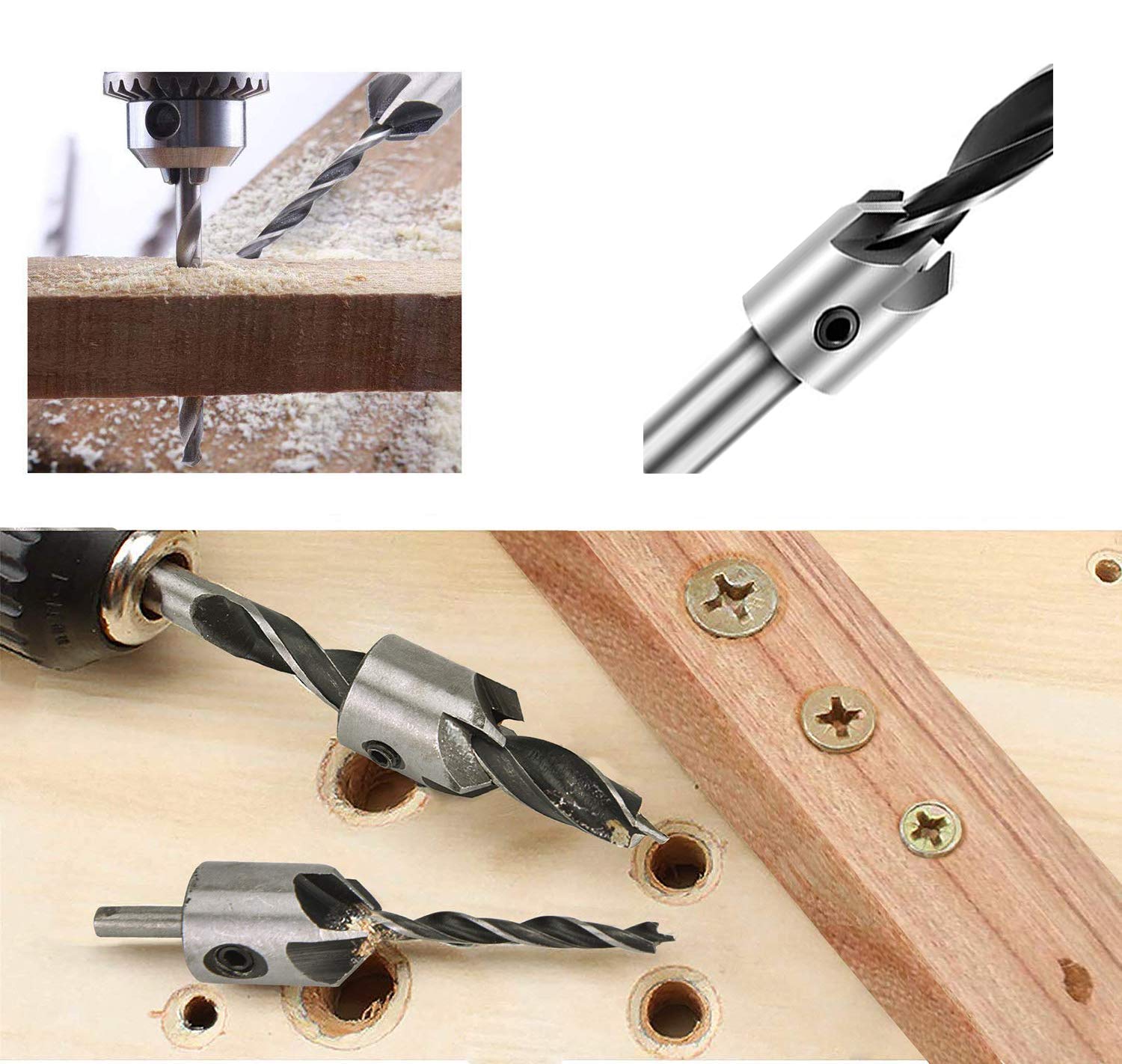 Countersink Drill Bit Golden Li 7 Pcs 3 10mm Hss Woodworking Drill Bits Set Chamfering