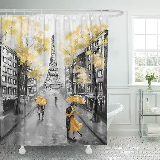 Amazon Com Emvency Shower Curtain Oil Painting Paris European