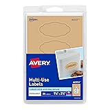 Avery Multi-Use Labels, Kraft Brown Oval Scroll