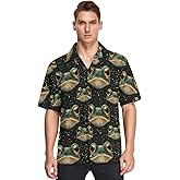 senya Men's Hawaiian Shirts American USA Flag Short Sleeve Beach Shirt