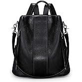S-ZONE Leather Backpack Purses for Women Antitheft Rucksack Shoulder Bag Medium
