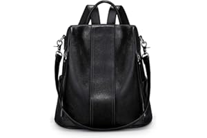 S-ZONE Leather Backpack Purses for Women Antitheft Rucksack Shoulder Bag Medium