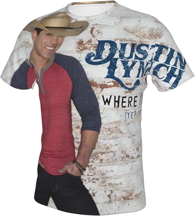 Dustin Lynch Man's T Shirts Classic Round Neck Tee Casual Short Sleeve