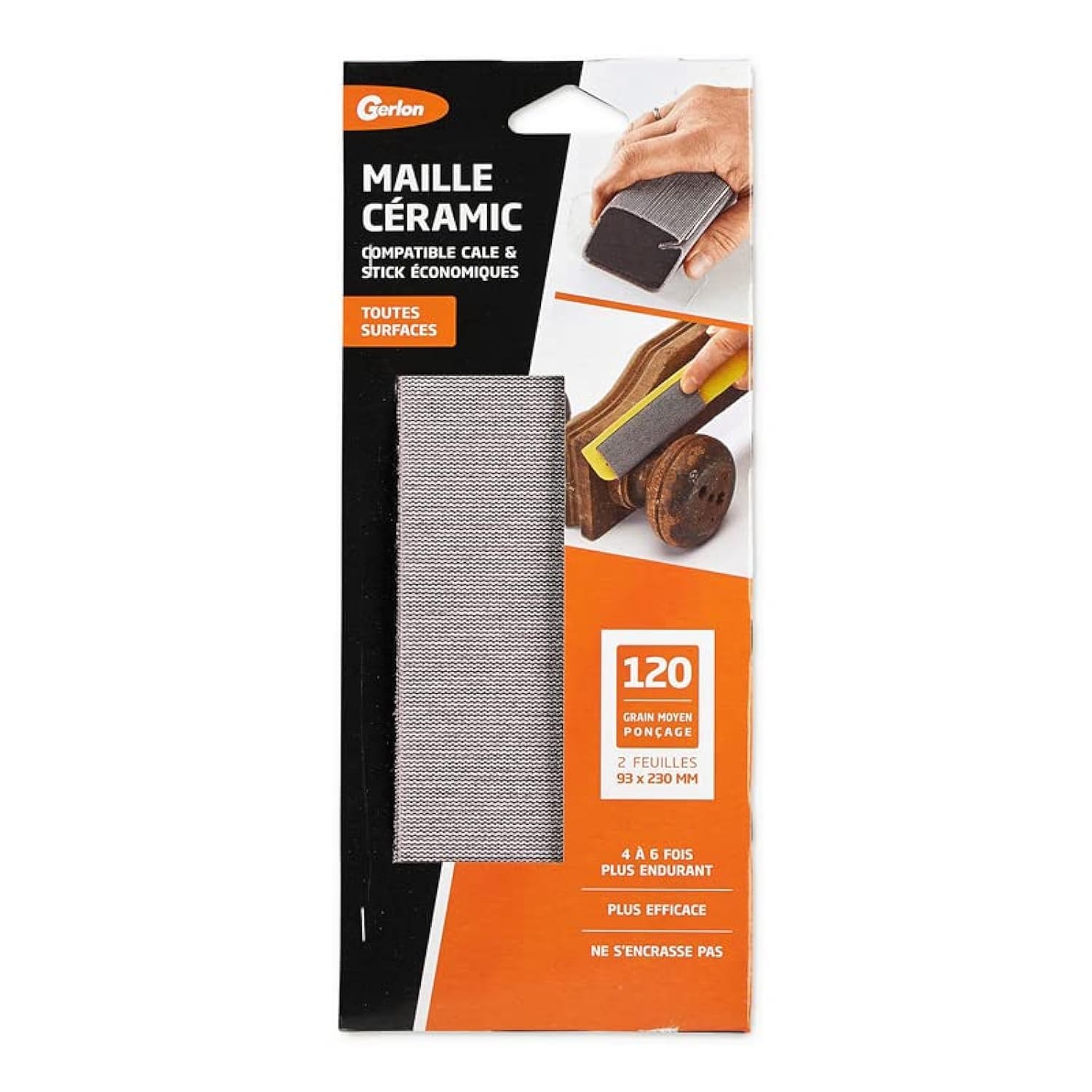 2 Sandpaper Super Resistant Sandpaper Ceramic Mesh 93 230 mm Grit 120 (Medium)
