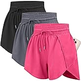 Women's Running Shorts High Waisted Athletic Workout Shorts Gym Quick Dry Casual Shorts with Liner Zipper Pocket
