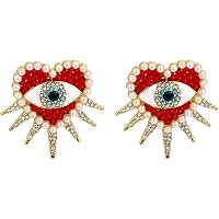 Dual Fashion Eyes Rhinestone Glistening Style Dangling Women Stud Earrings Multicolor