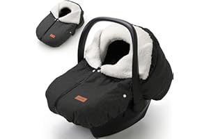 TinlyFinly Winter Car Seat Cover for Baby Car Seat and Stroller, Cold Weather Infant Carseat Canopy, Waterproof and Easy Access, Protect Baby Boys Girls from Cold Wind (Black)