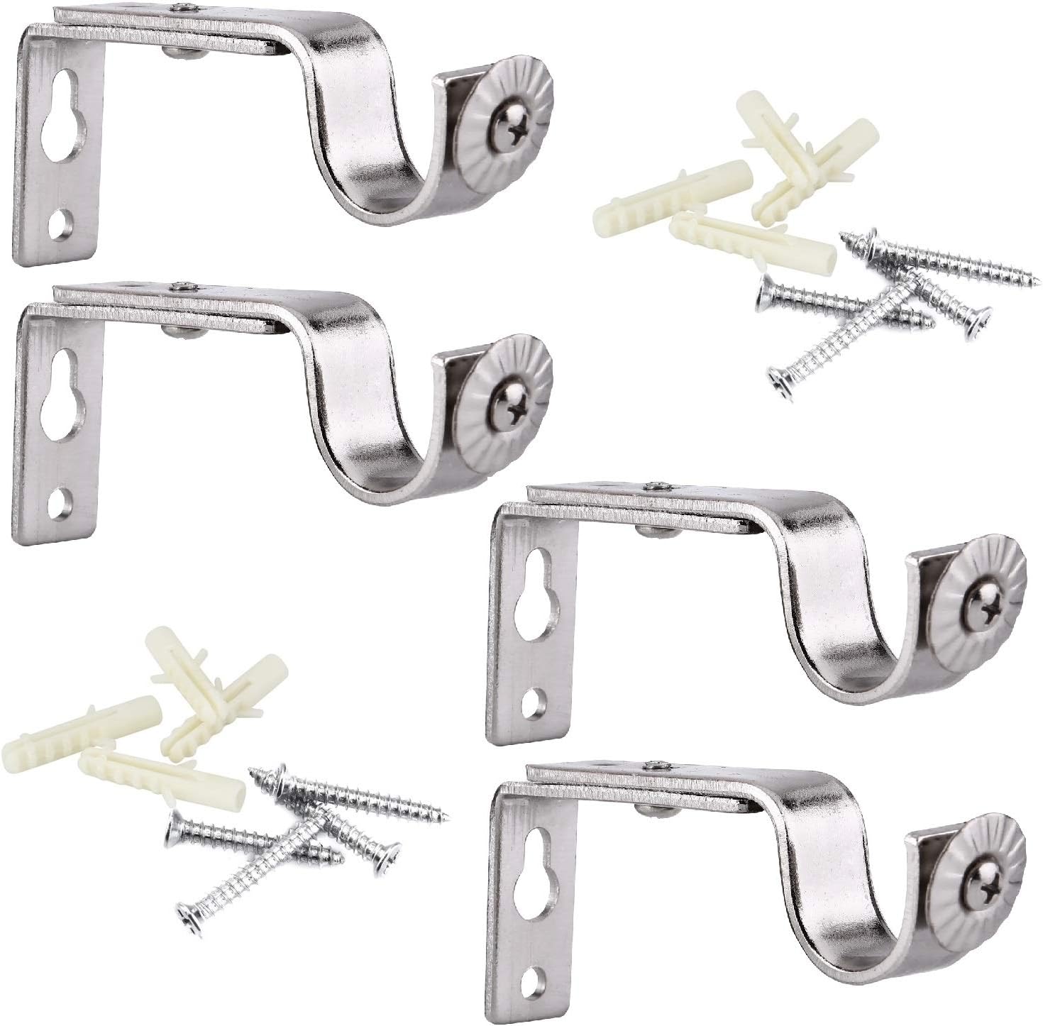 Creatyi Set of 4 Curtain Rod Brackets for 3/4 or 5/8 Inch Rod (Silver) Home & Kitchen