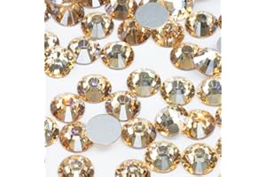 QIIPII 400pcs SS30 6mm Golden Nail Rhinestones Bulk Champagne Gold Nail Art Nail Charms K9 Glass Flatback Gems Round Beads Nail Crystals Stones Diamonds Glue Fix for Nails Eyes Makeup Crafts DIY Tumblers