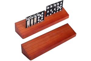 Yesland 2 Pack Wooden Playing Card Holder -13-3/4 x 3-1/8 Inches Tray Rack Organizer - Extended Versions Long Enough for Bridge Canasta Strategy Card Playing