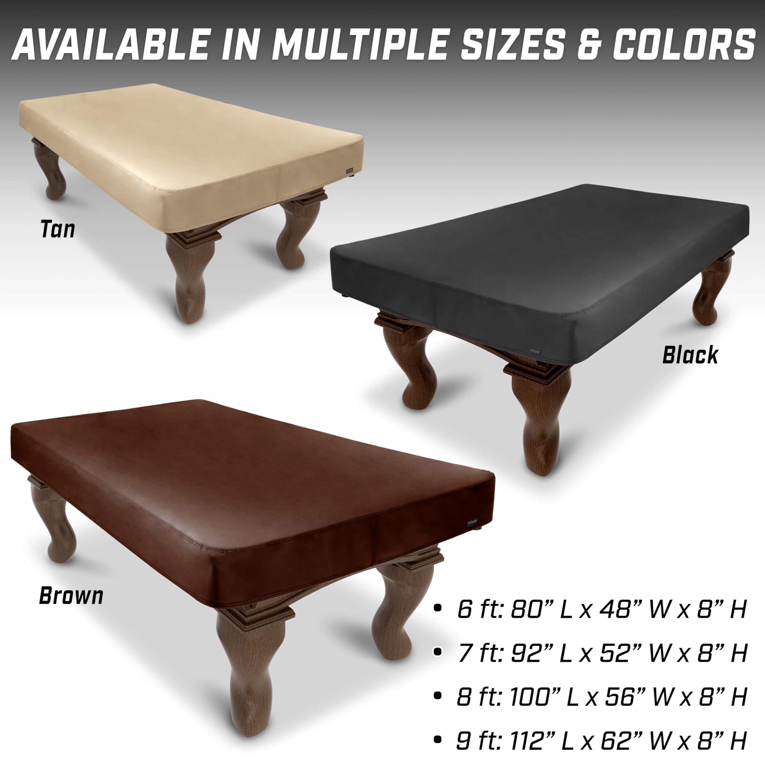GoSports Premium Leatherette Pool Table Covers - Waterproof & Tearproof - 6/7/8/9 ft Heavy Duty Indoor & Outdoor Billiard Table Covers