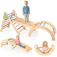 aiwo 7-in-1 Pikler Triangle Set Toddler Climbing Toys Indoor, Montessori Baby Climbing Set for Toddlers 1-3 Jungle Gym