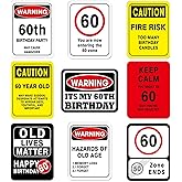 WERNNSAI 60th Birthday Decorations - 9 PCS Happy Birthday 60 Years Old Decor Yellow Funny Signs Yard Garden Door Wall Windows for 60th Party Picture Props Warning Logo for Men Women
