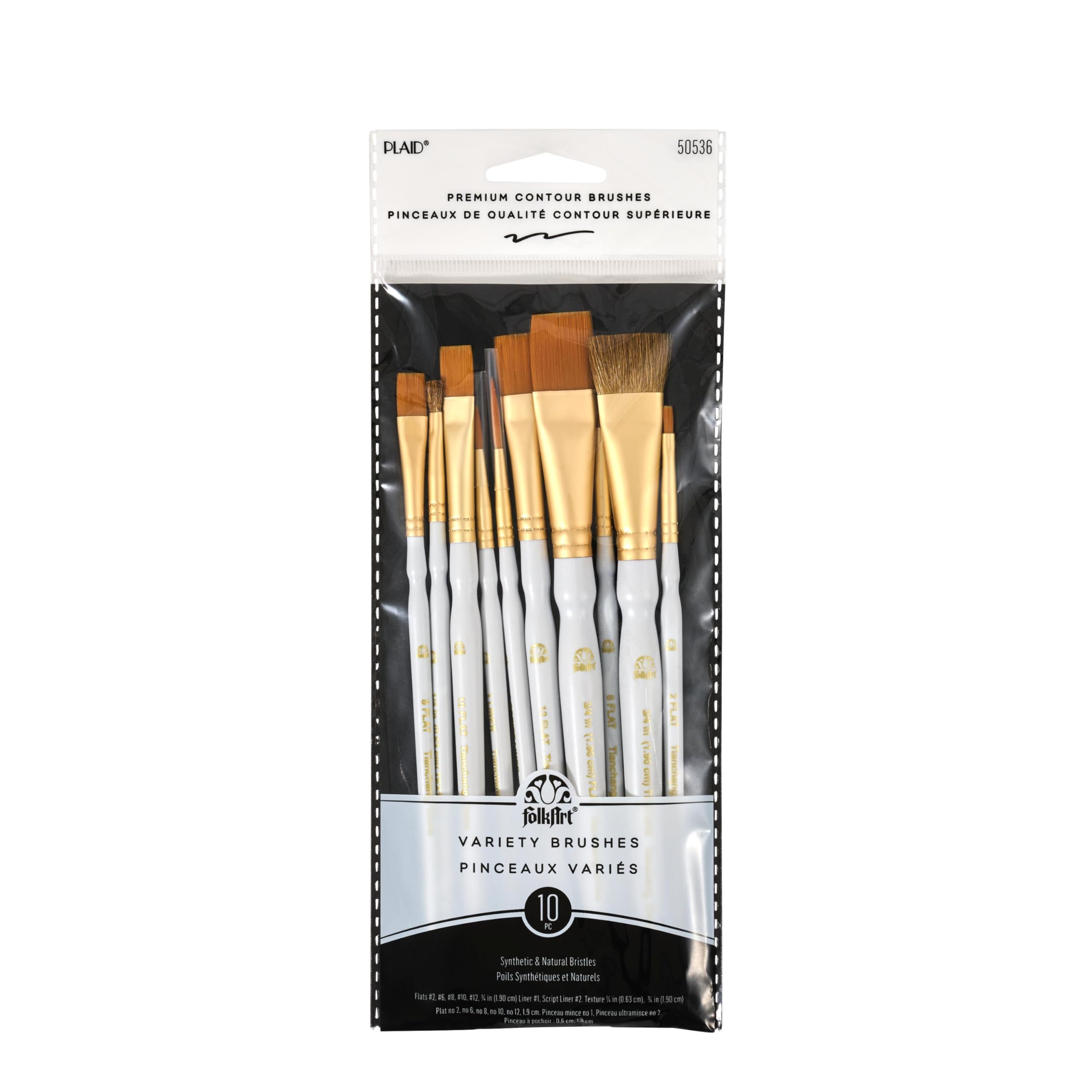 Plaid F/A Artist Variety Brush 10pc Set, One Size, Gold
