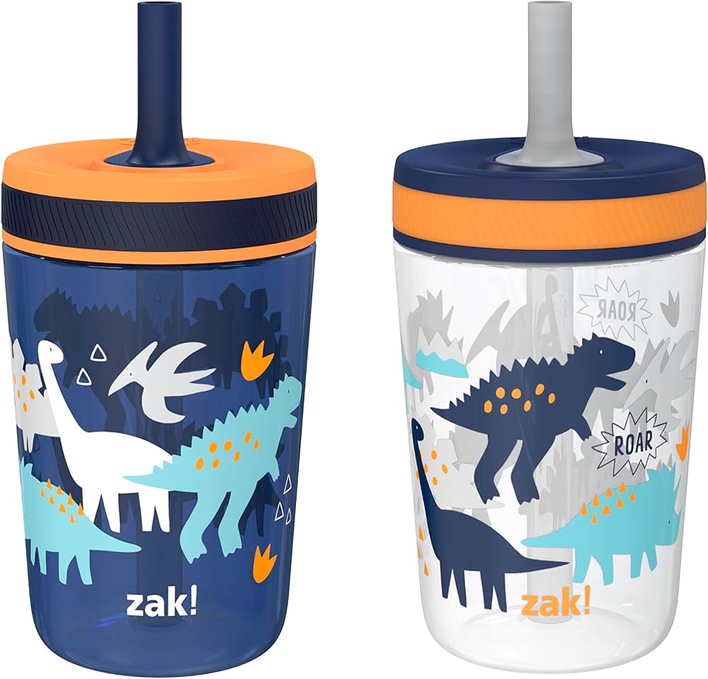 Zak Designs Kelso Toddler Cups For Travel or At Home, 15oz 2-Pack Durable Plastic Sippy Cups With Leak-Proof Design is Perfec