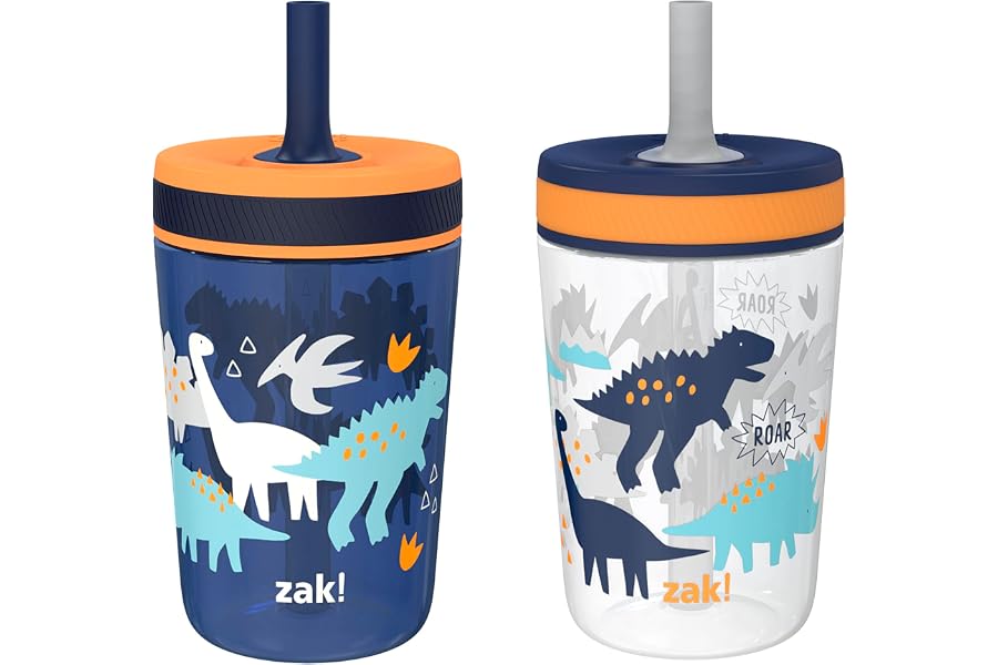 Zak Designs Kelso Toddler Cups For Travel or At Home, 15oz 2-Pack Durable Plastic Sippy Cups With Leak-Proof Design is Perfec