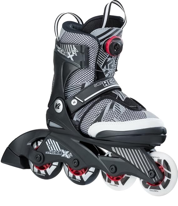K2 Jungen Inline Skates SK8 Hero x Boa - Schwarz-Grau-Weiß - 30B0209.1.1