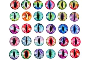 30Pcs Glass Eyes for Crafts, Cabochon Luminous Dragon Eyes Glow in The Dark Animal Flatbacks for Art Props DIY Craft Making, 