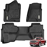 YITAMOTOR Floor Mats Compatible with 2014-2018 Chevy Silverado 1500 / GMC Sierra 1500, 2015-2019 2500/3500 HD , Double Cab Only, Custom Fit Floor Liners, 1st & 2nd Row All Weather Protection