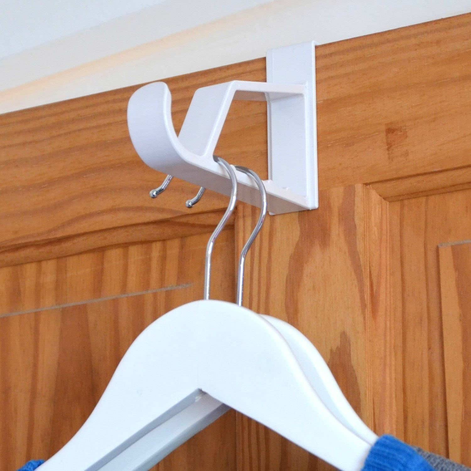 HANGERWORLD 6 White Plastic Over Door Hooks - Extra Strong Hooks to Hang Multiple Hangers, Coats, Towels, Dressing Gowns