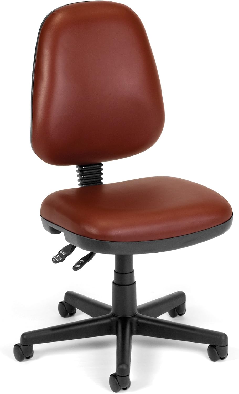 OFM Core Collection Straton Series Armless Swivel Task Chair, Anti-Microbial/Anti-Bacterial Vinyl, Mid Back, in Wine